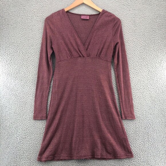 Michael Stars Dress Womens OS Red Shimmer Bodycon Surplice Long Sleeve Metallic - Picture 1 of 9